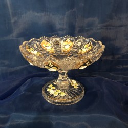Miska na nožce, Křišťálové sklo zdobné zlatem, 17 cm
