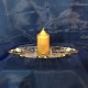 Svícen, Křišťálové sklo zdobené zlatem, 22 cm