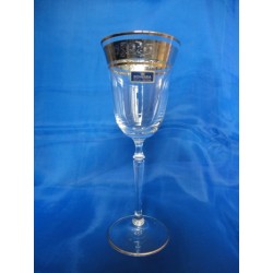 Skleničky na víno Angelina, Čiré sklo, zdobené zlatem a platinou, 250 ml, 6 ks