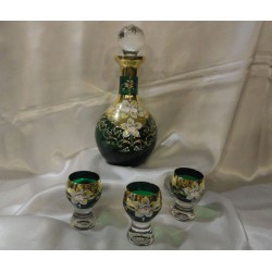 Skleničky na likér 6 ks, s karafou, 0,30 ml/400ml, Zelené