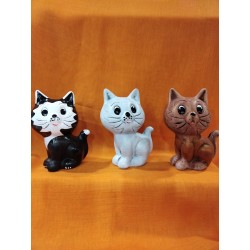 Kasička kočka malá,16cm,hnědá,šedá,černá