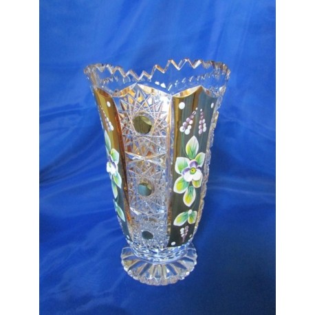 Váza, Křišťálové sklo zdobené zlatem, 255mm